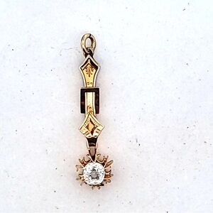 Antique 10K Yellow Gold Victorian Paste Pendant